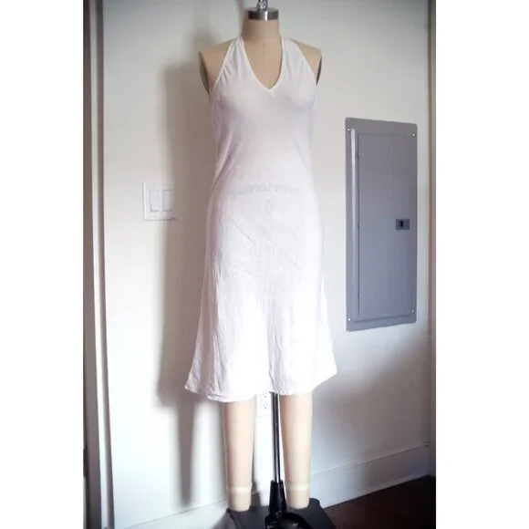 white linen halter dress Women's White Linen Halter Maxi Dress – Elegant Resort & Vacation Dress main image 0
